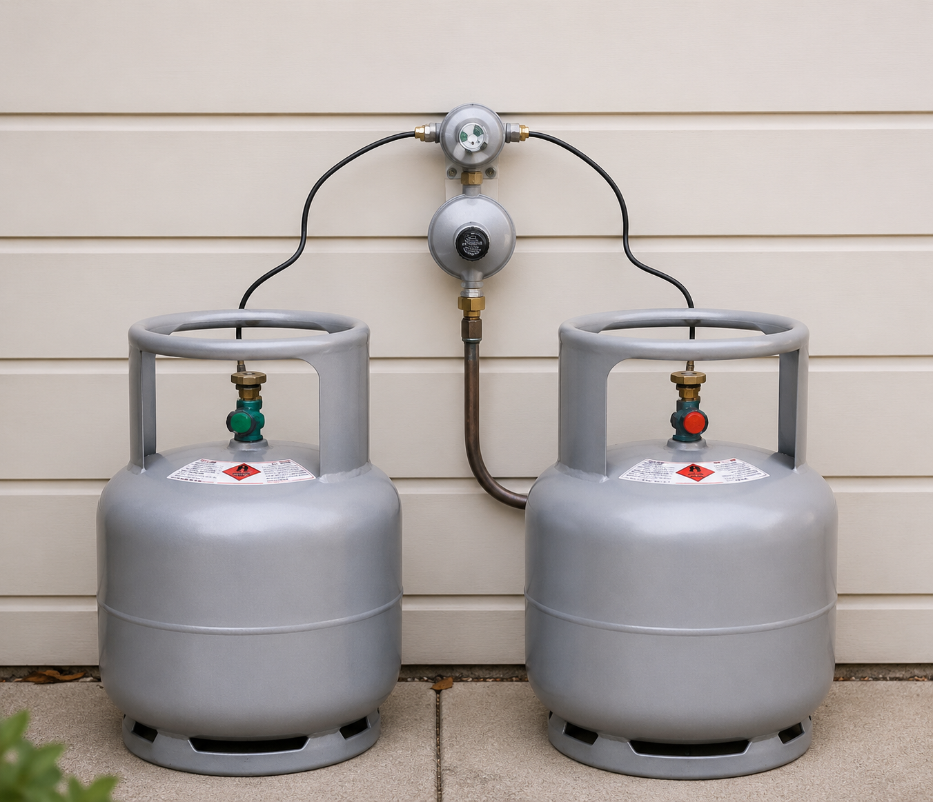Gas plumbing installation and LPG cylinders