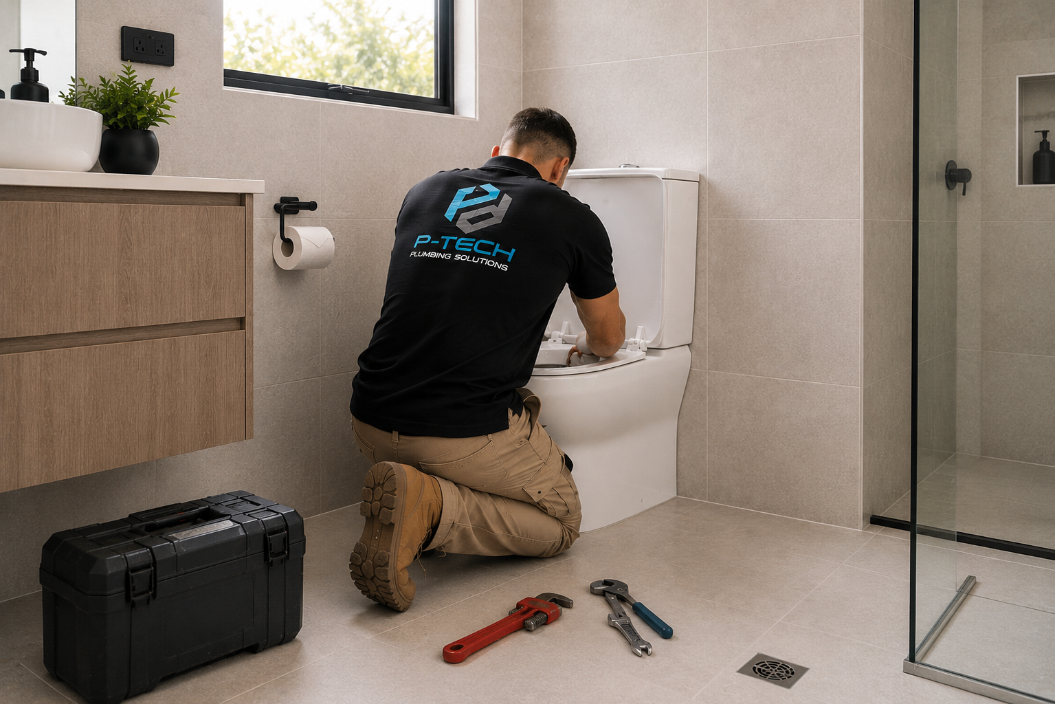 P-Tech plumber completing general plumbing maintenance